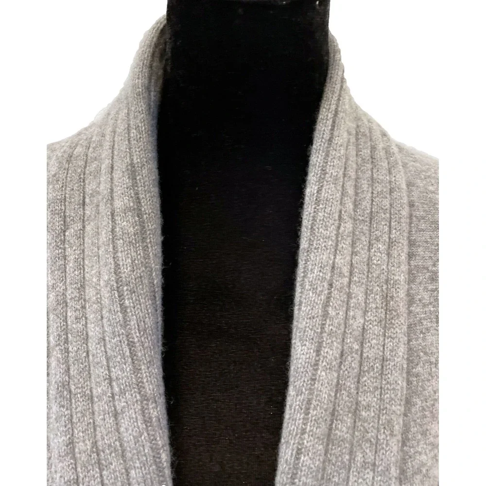 Isaac Mizrahi Live! Womens Open Front Cardigan Sweater Small Gray 100% Cashmere‎